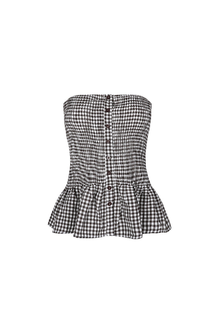 Bandeau Gingham Peplum Top