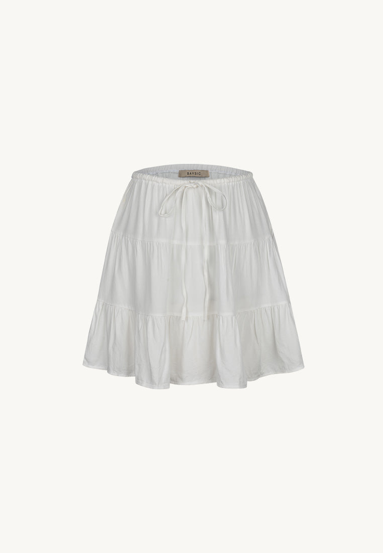 Drawstring Tiered Mini Skirt
