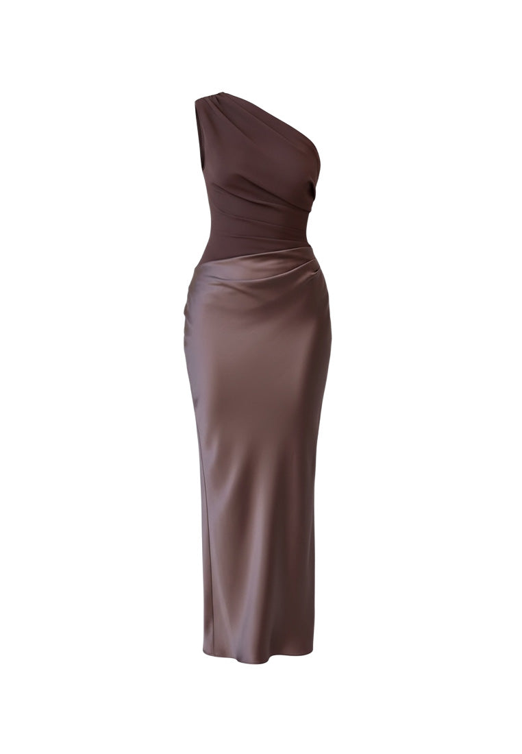 Greece One Shoulder Satin Gown