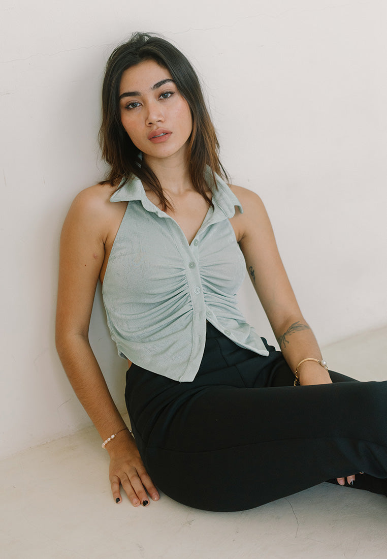 Halter Gathered Crop Top