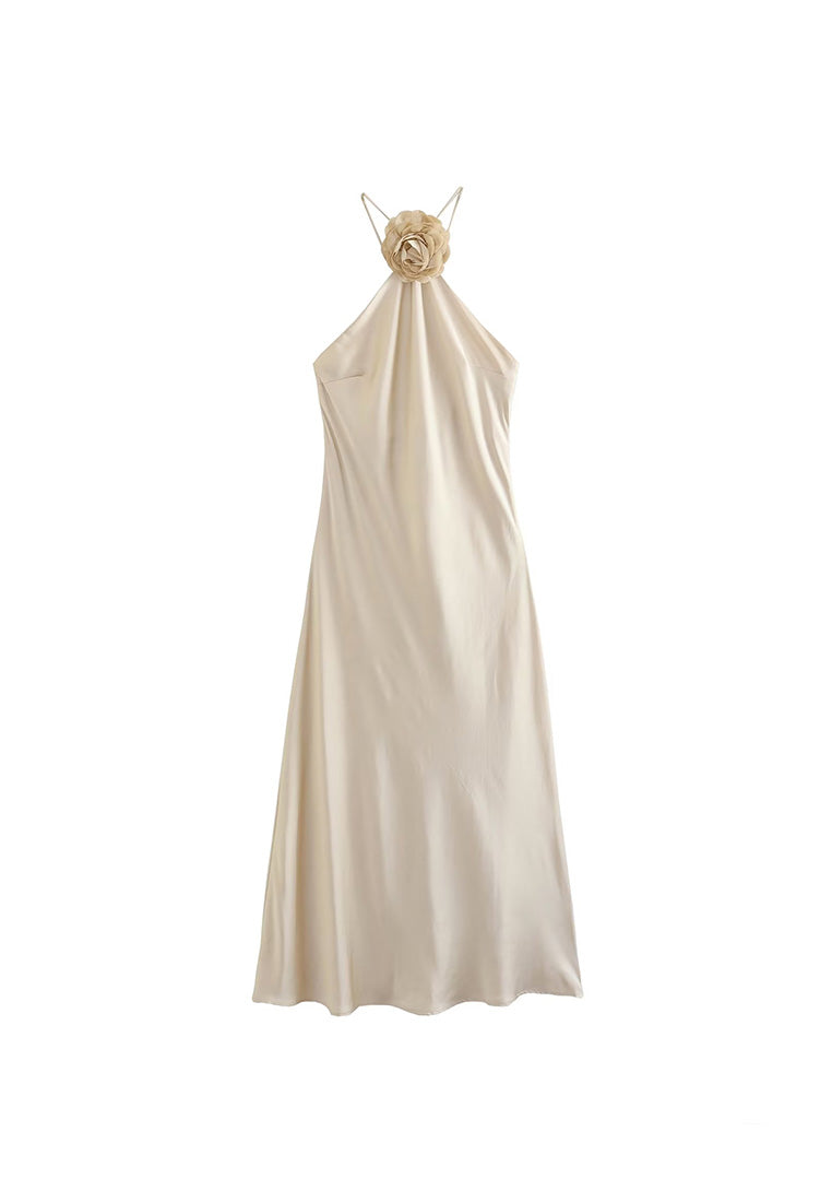 Flower Brooch Long Dress