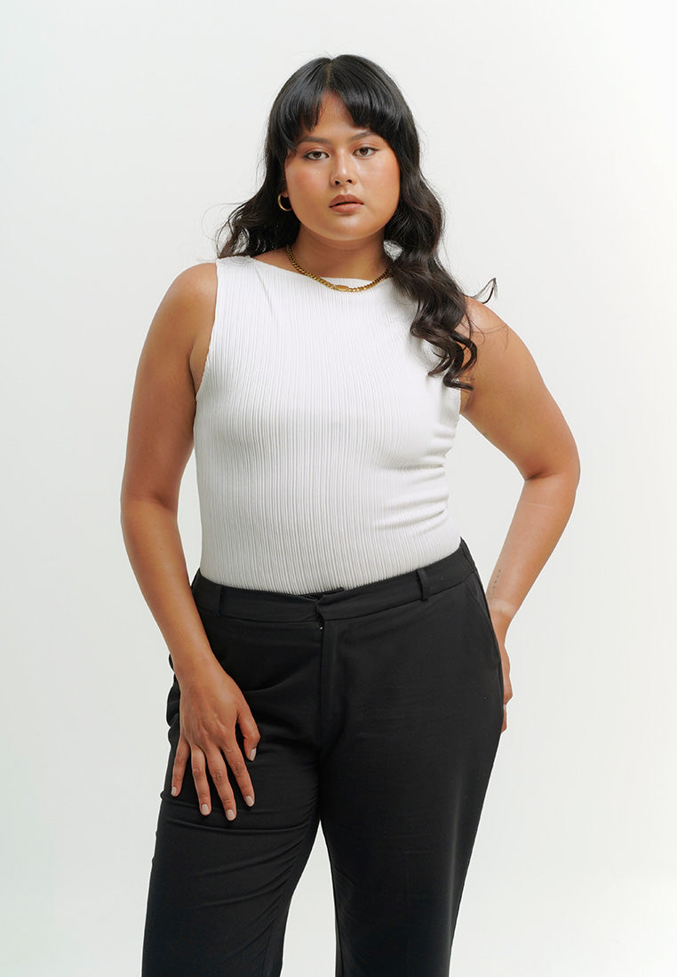 Pleated Boat Neck Top