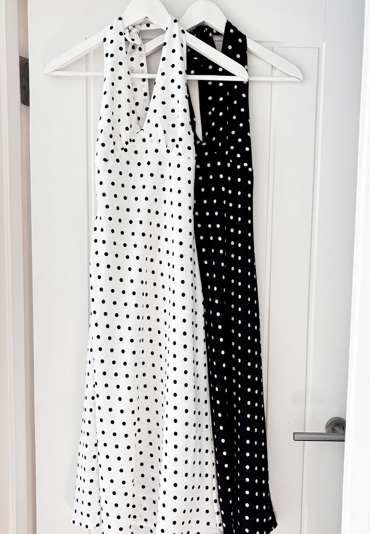 Polka Dot Halter Midi Dress