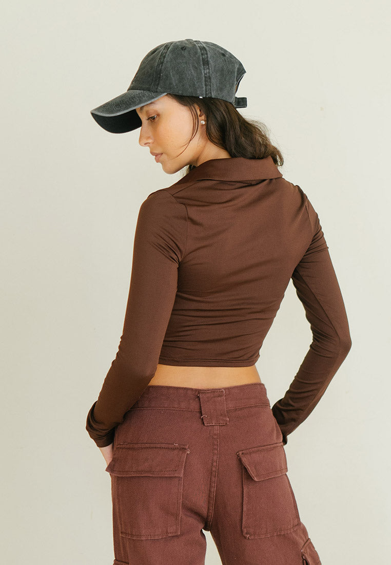 Ruched Tie Long Sleeve Top