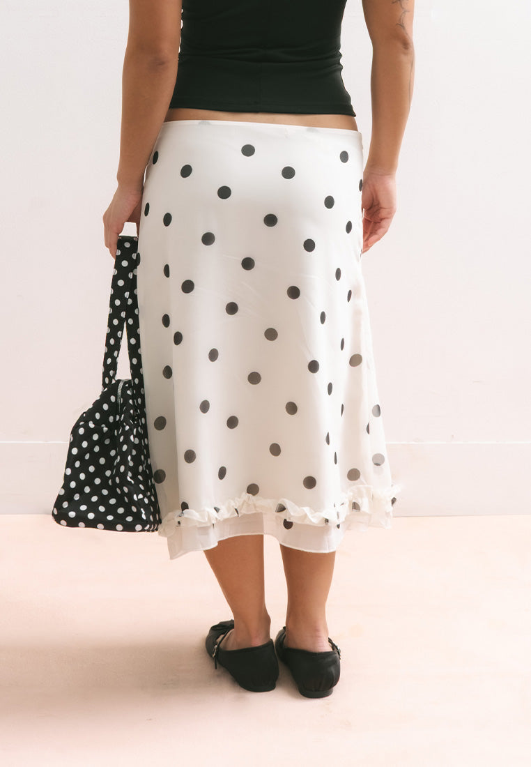 Chiffon Polka Dot Midi Skirt