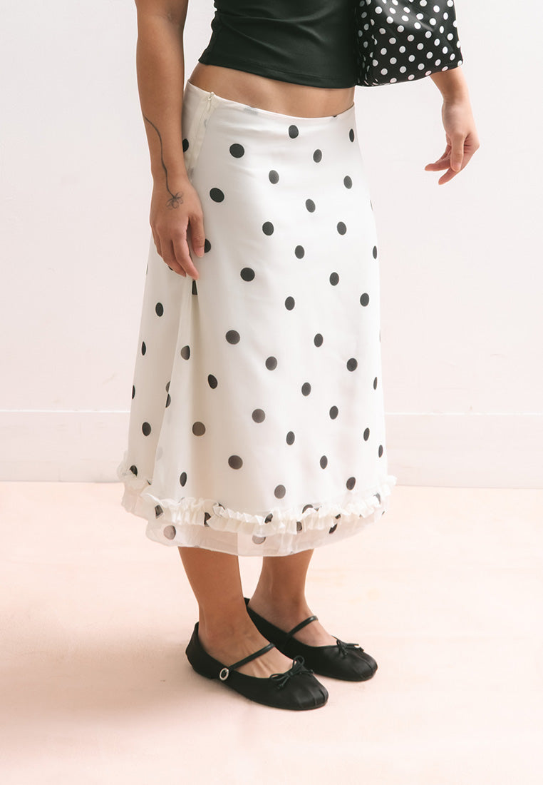Chiffon Polka Dot Midi Skirt