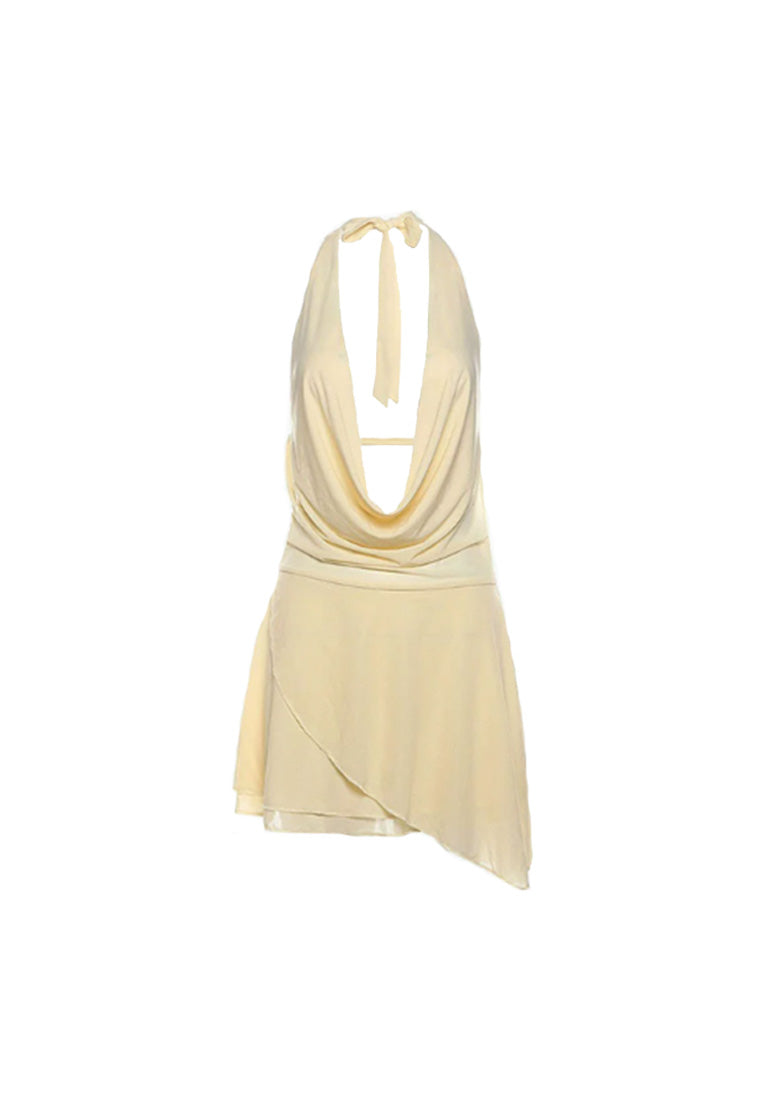 Deep Cowl Chiffon Mini Dress