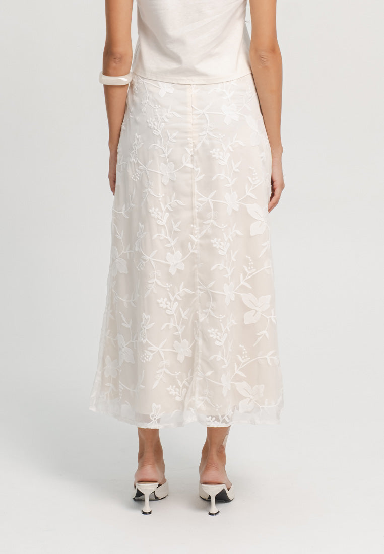 Flower Embroidered Long Skirt