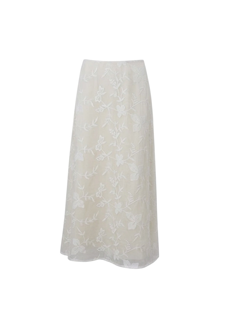 Flower Embroidered Long Skirt