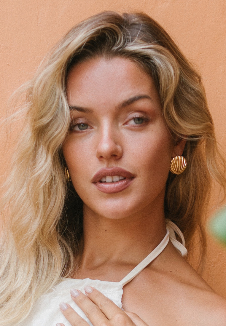 Gold Shell Stud Earrings