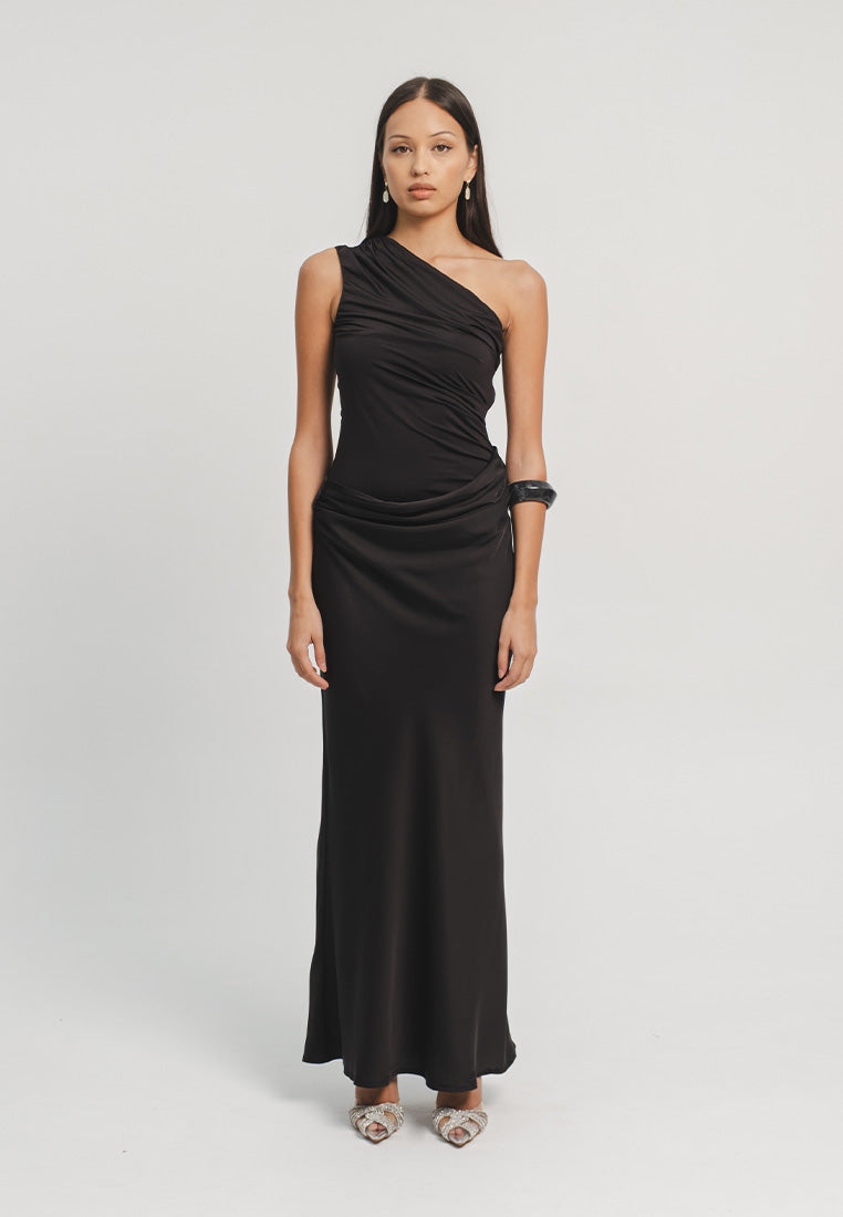 Greece One Shoulder Satin Gown