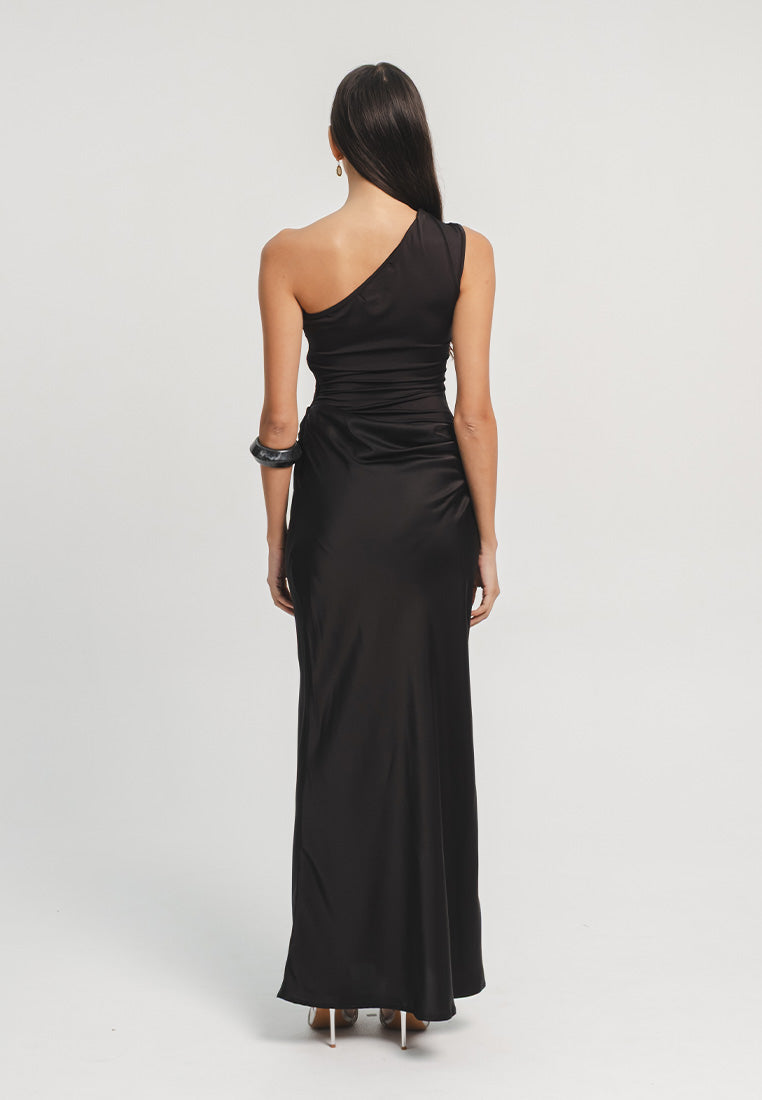 Greece One Shoulder Satin Gown