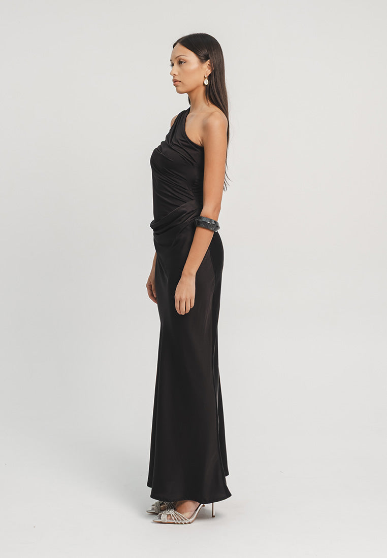 Greece One Shoulder Satin Gown
