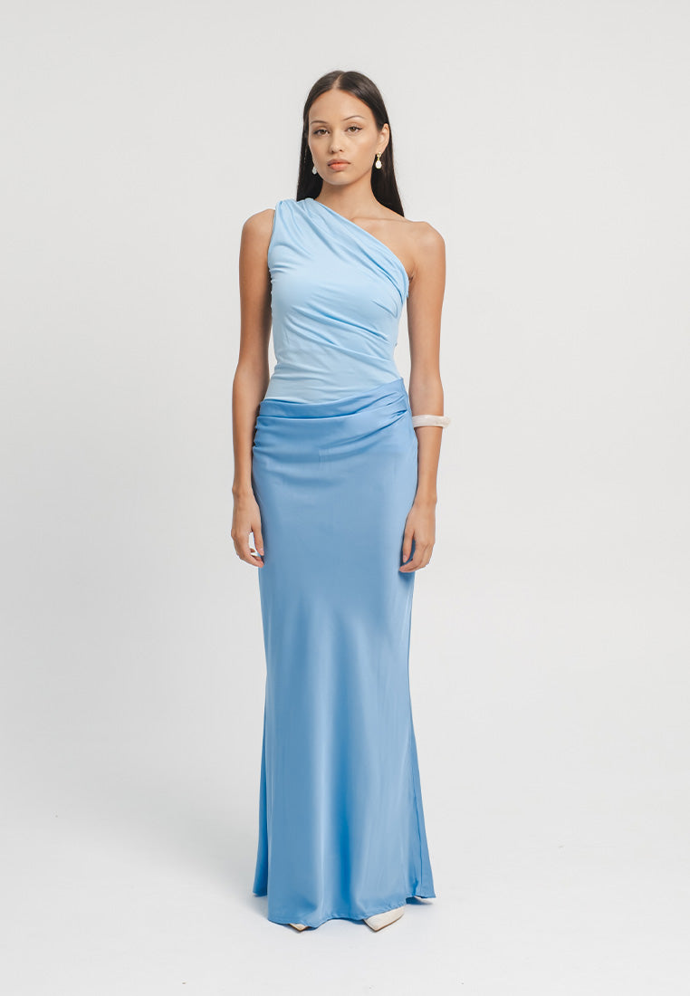 Greece One Shoulder Satin Gown