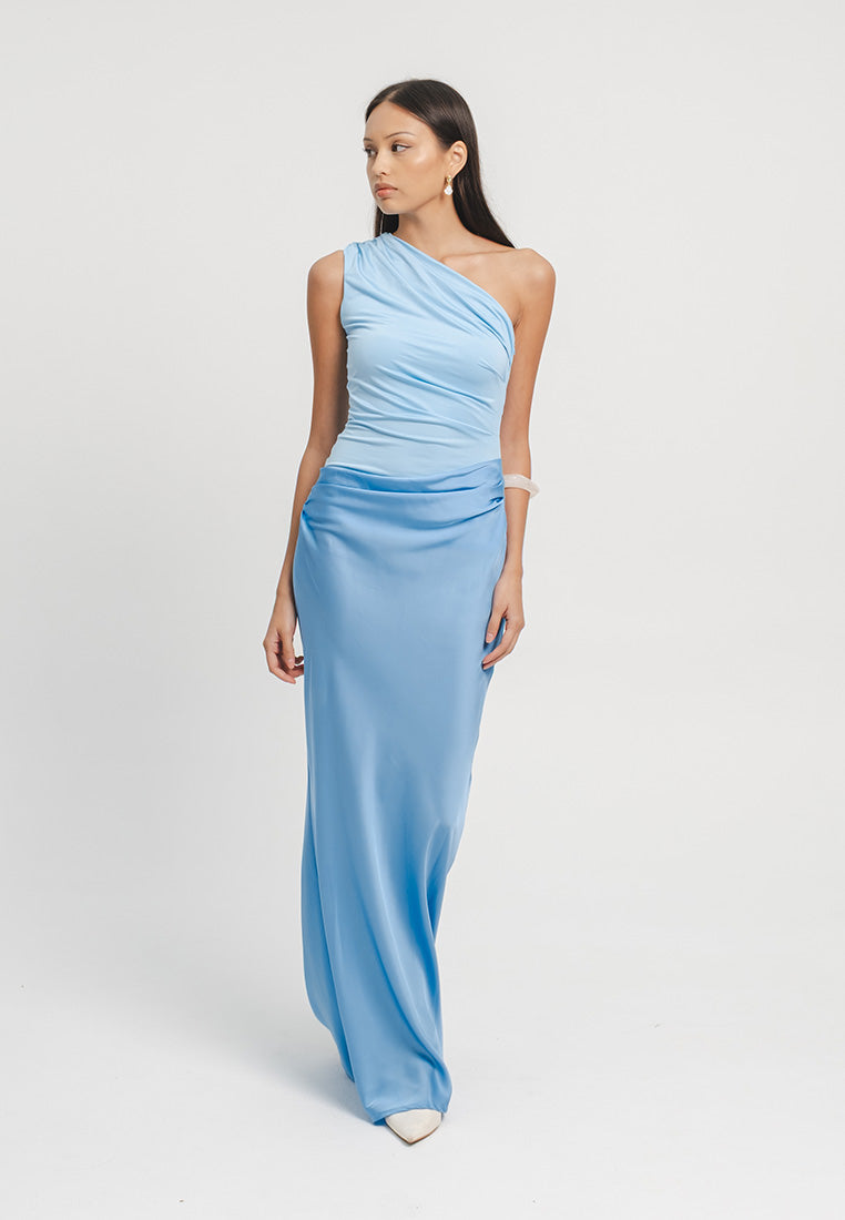 Greece One Shoulder Satin Gown