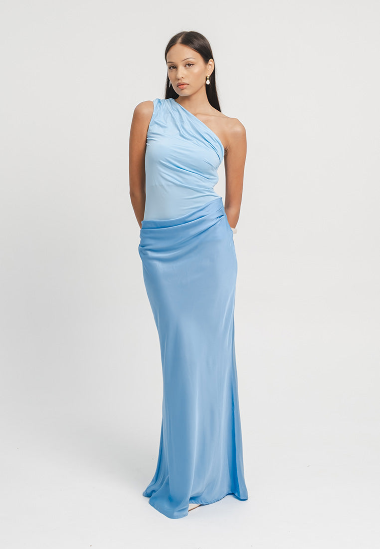 Greece One Shoulder Satin Gown
