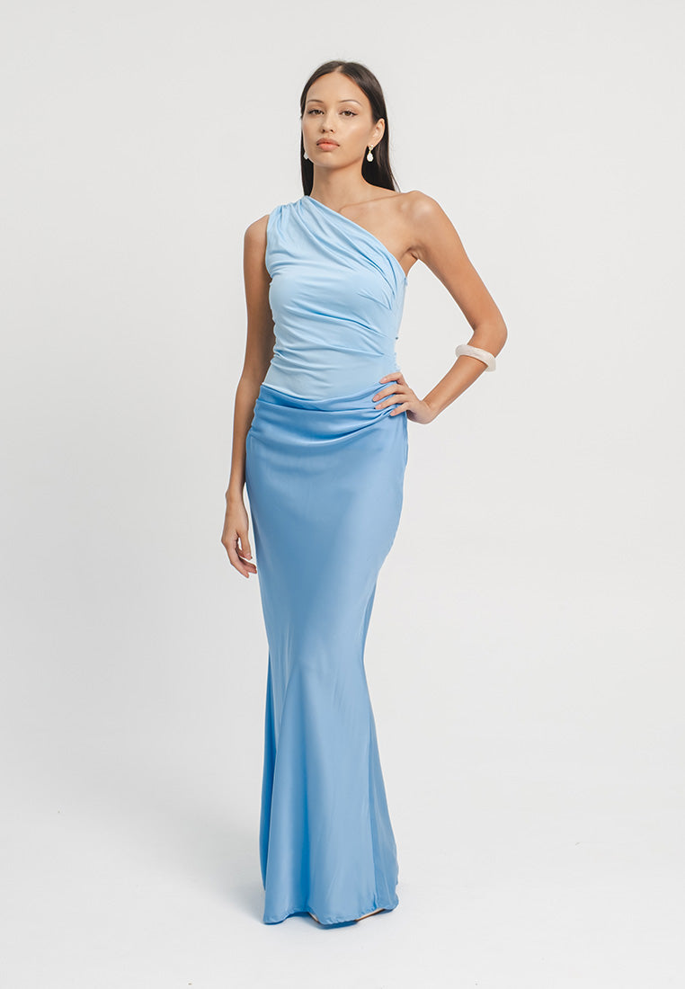 Greece One Shoulder Satin Gown