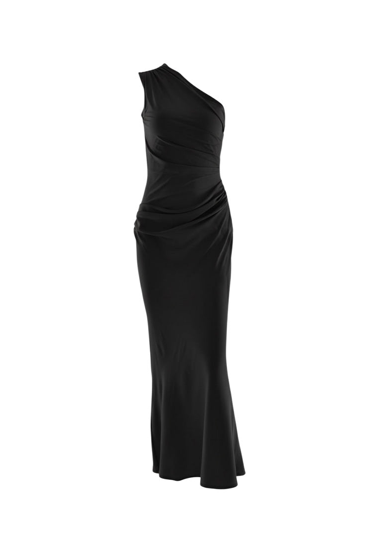 Greece One Shoulder Satin Gown
