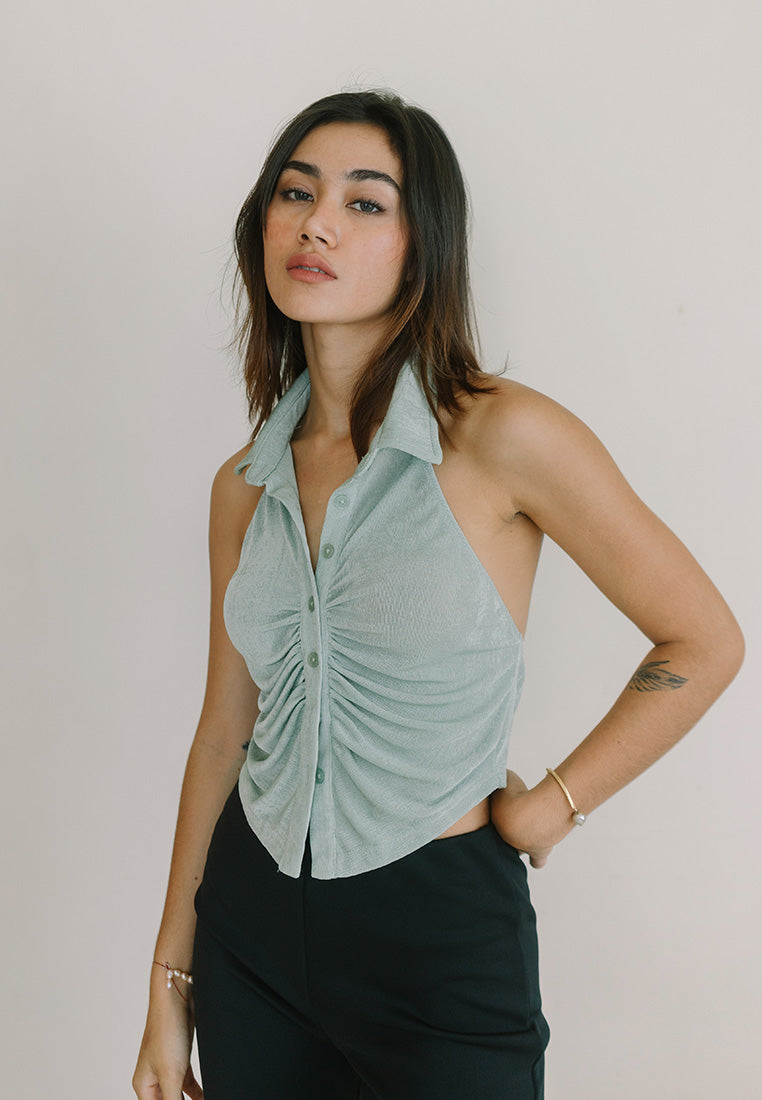 Halter Gathered Crop Top