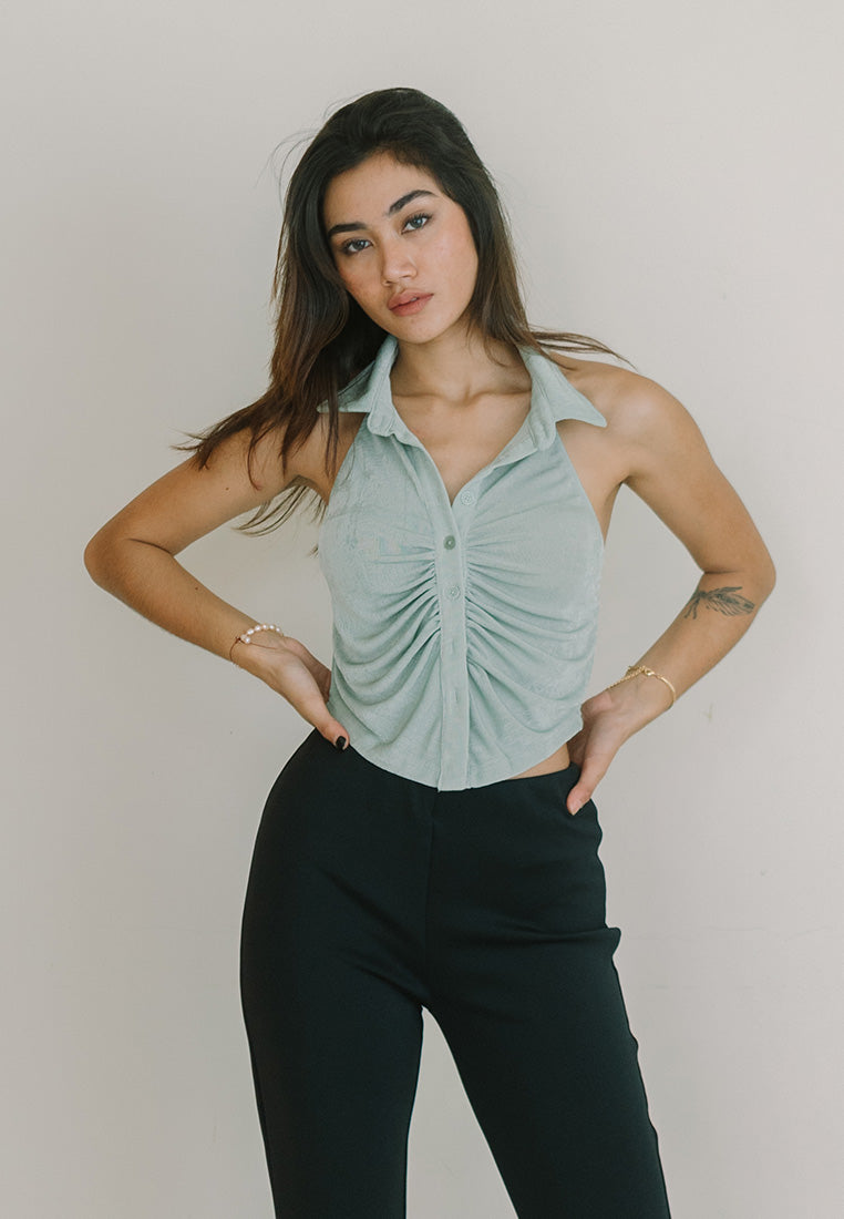 Halter Gathered Crop Top
