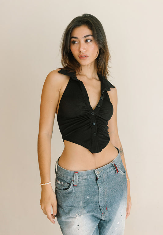 Halter Gathered Crop Top
