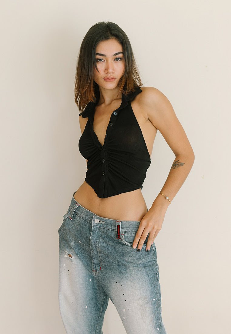 Halter Gathered Crop Top