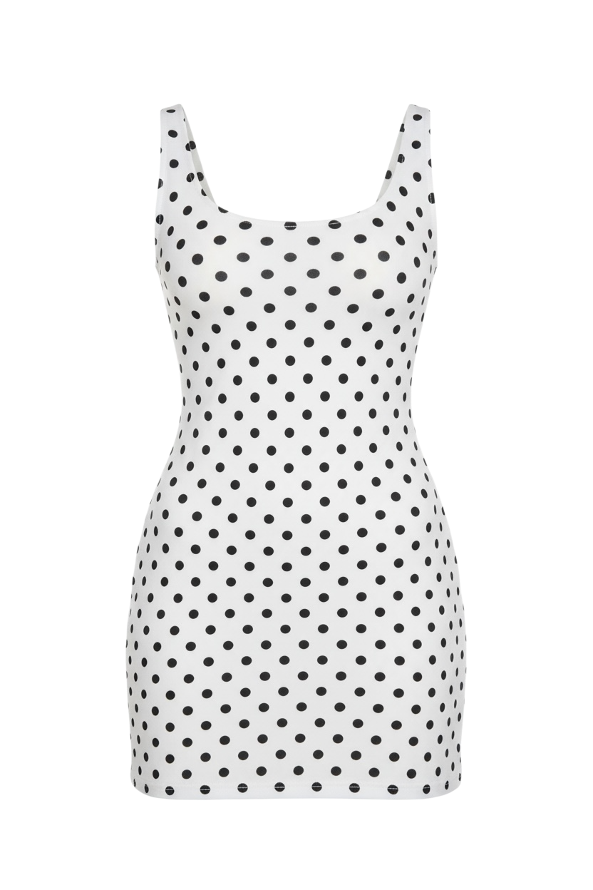 Polka Dot V Neck Tie Front Dress