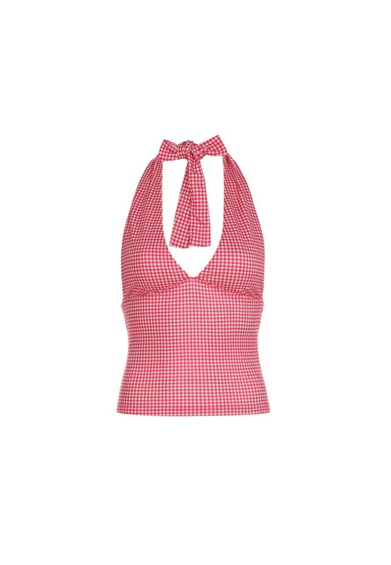 Red Gingham Halter Top