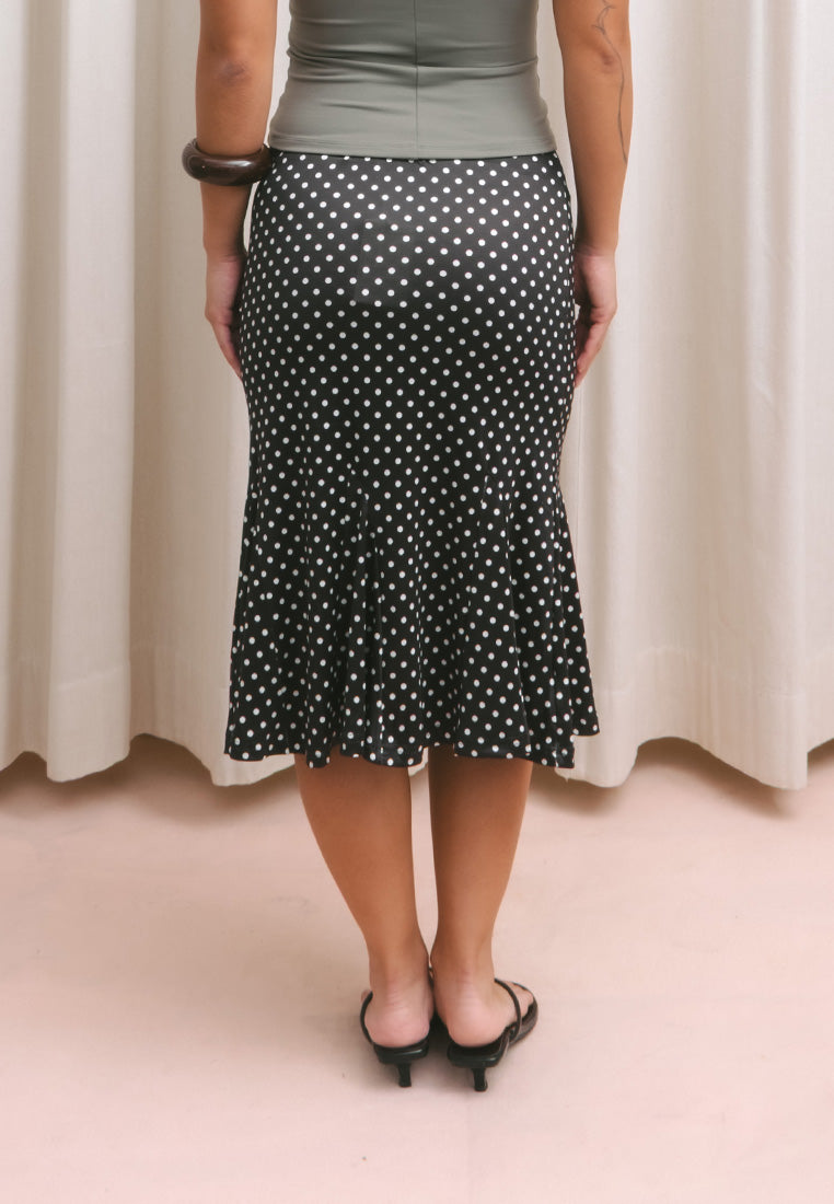 Small Dots Trumpet Midi Skirt