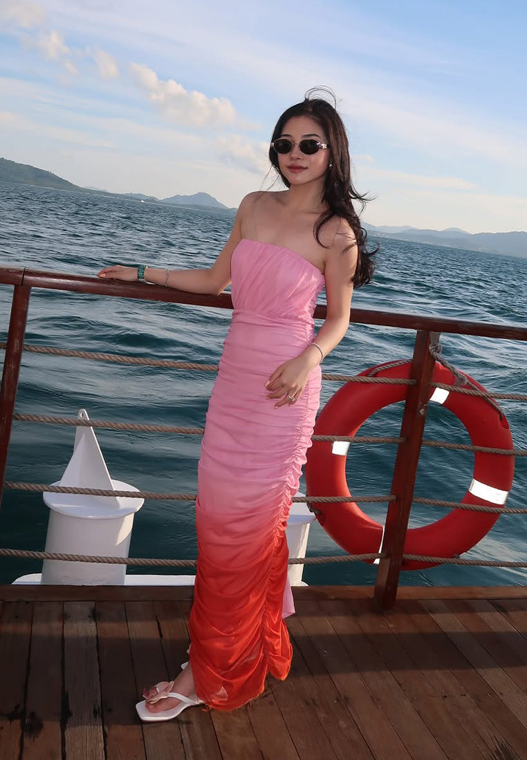 Strapless Ombre Maxi Dress