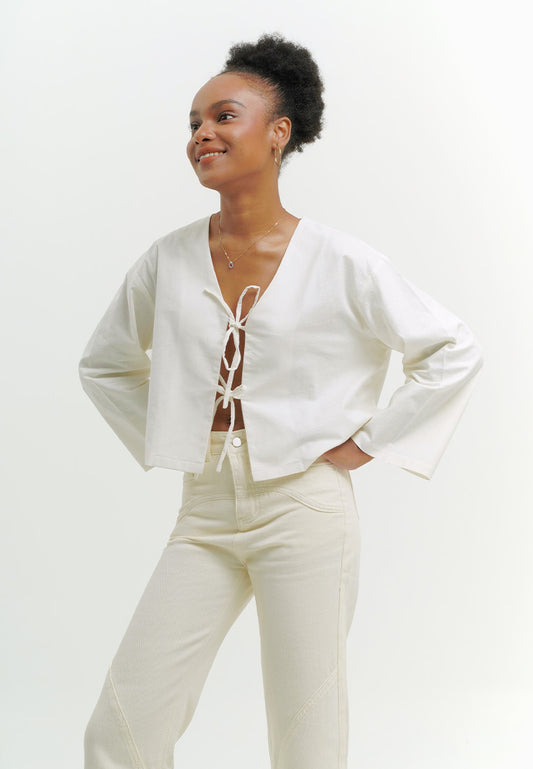 Linen Tie Long Sleeve