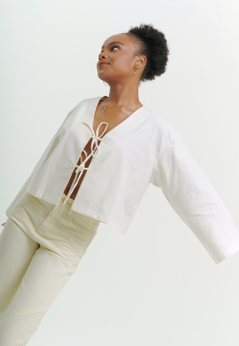 Linen Tie Long Sleeve