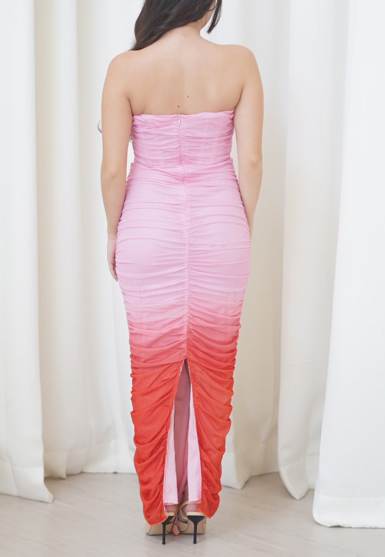 Strapless Ombre Maxi Dress