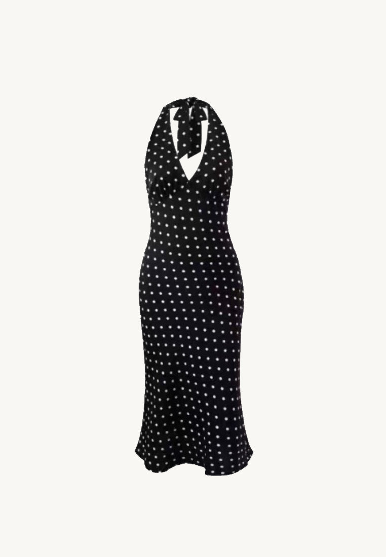 Polka Dot Halter Midi Dress