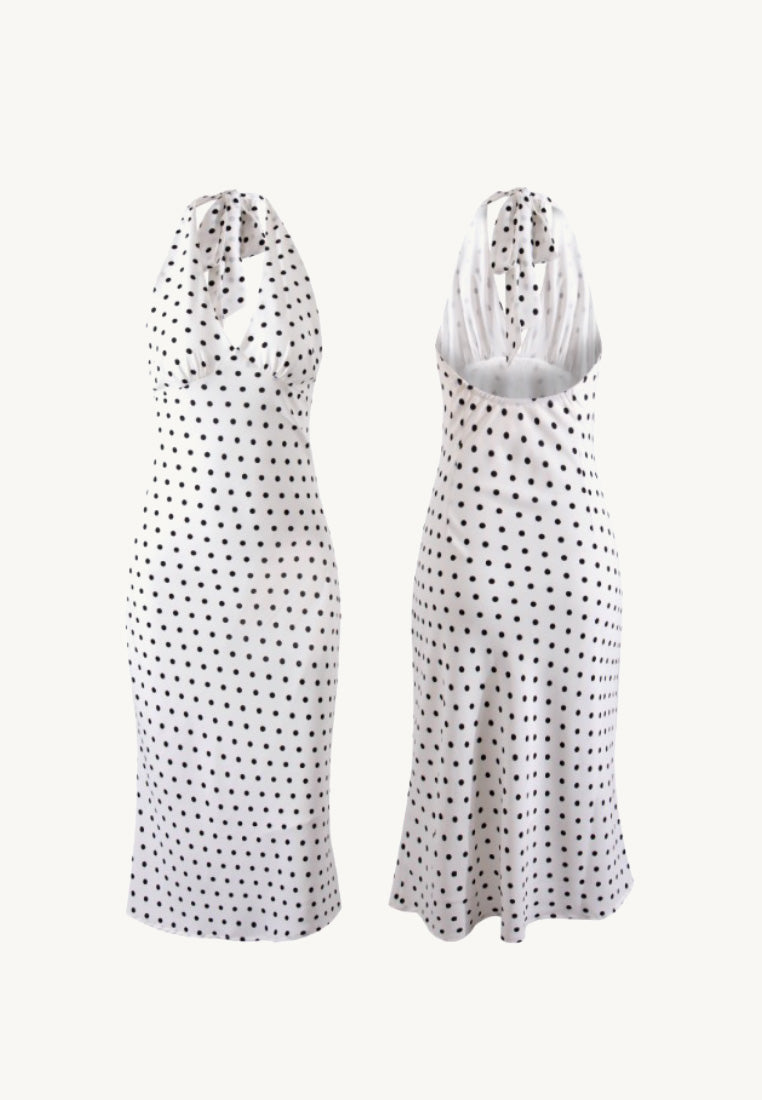 Polka Dot Halter Midi Dress