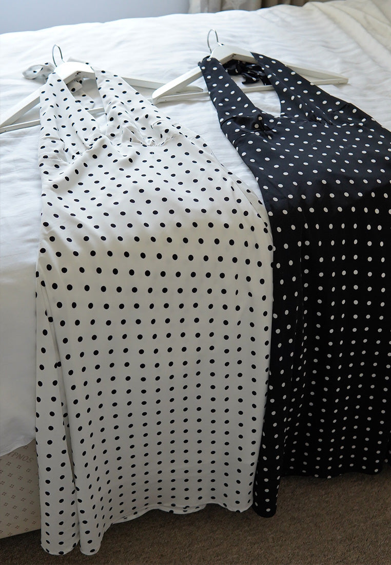 Polka Dot Halter Midi Dress
