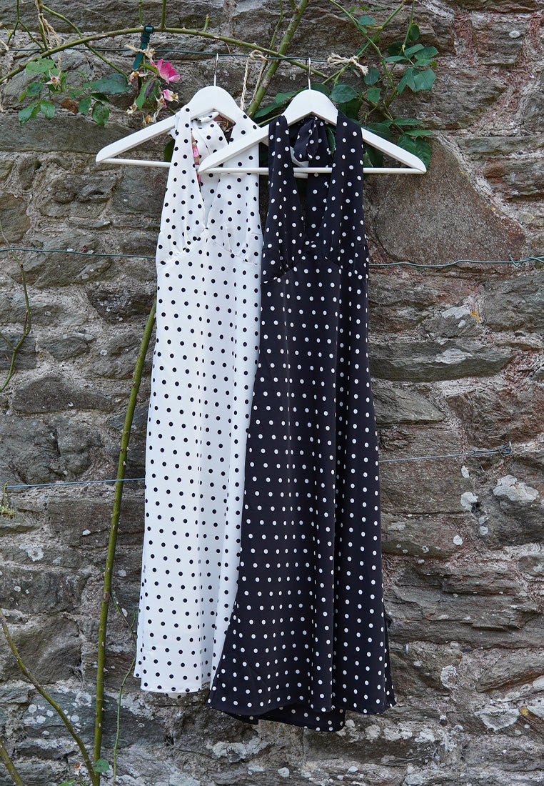 Polka Dot Halter Midi Dress