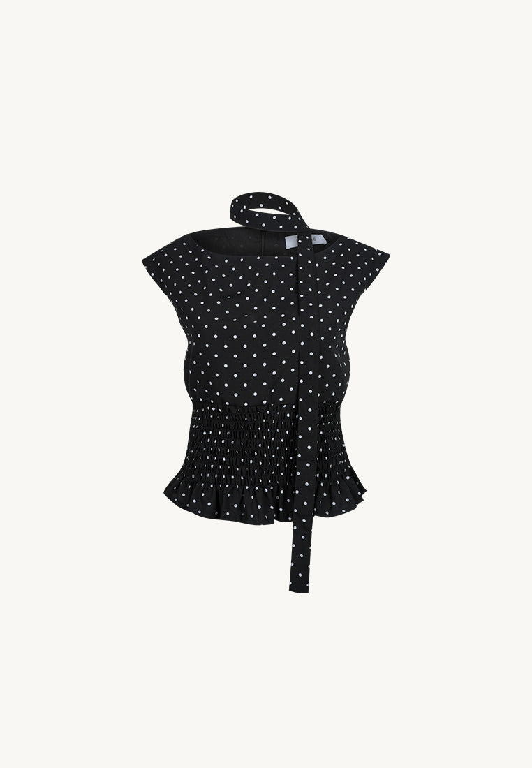 Polka Dot Smock Scarf Top