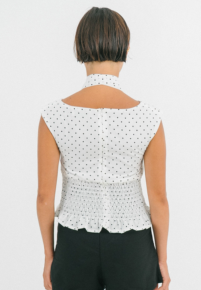 Polka Dot Smock Scarf Top