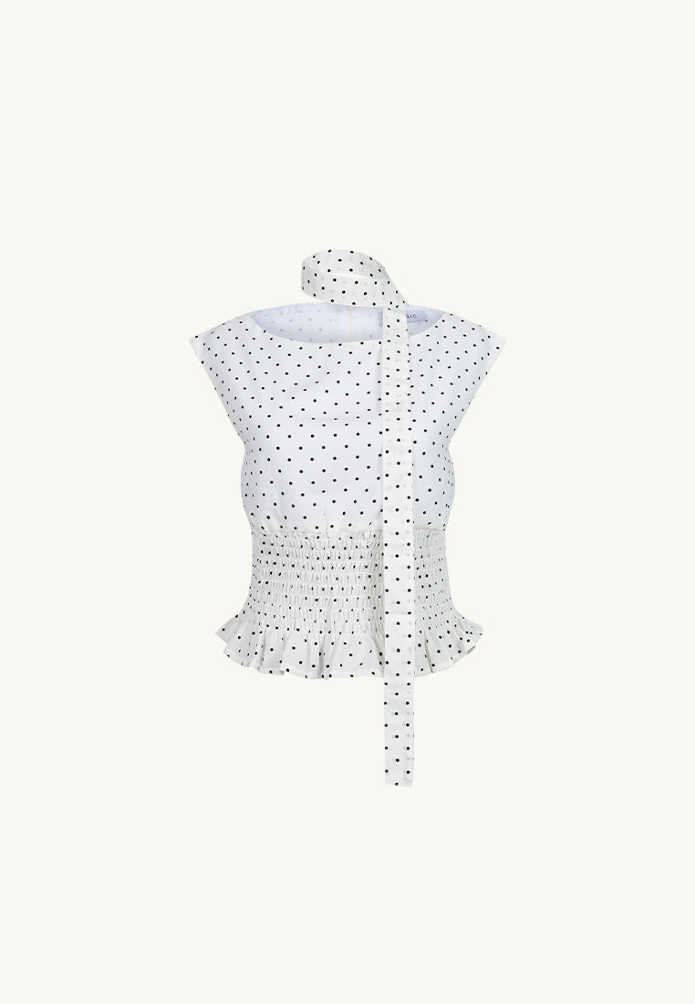 Polka Dot Smock Scarf Top