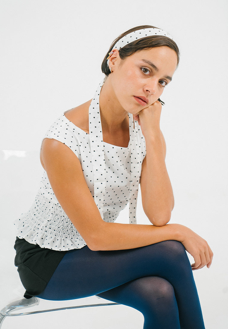Polka Dot Smock Scarf Top