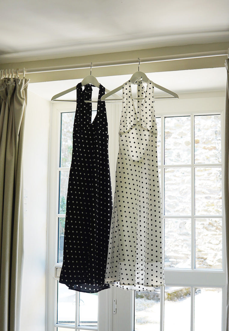 Polka Dot Halter Midi Dress