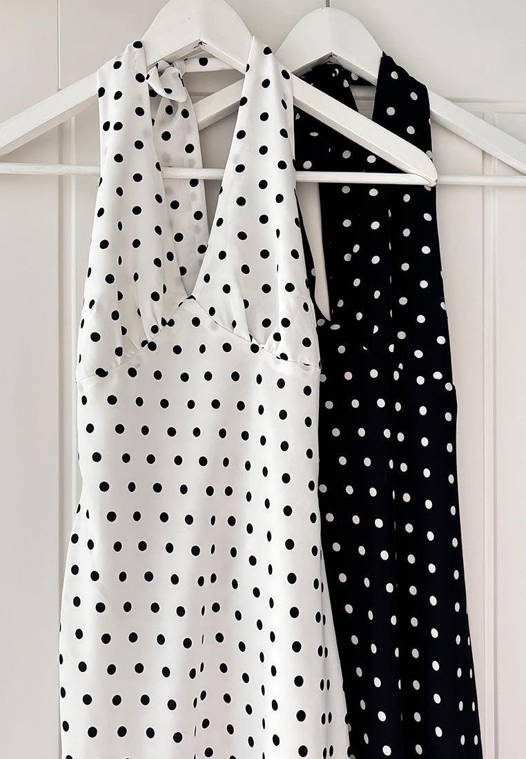 Polka Dot Halter Midi Dress