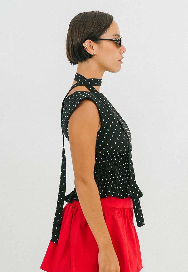 Polka Dot Smock Scarf Top