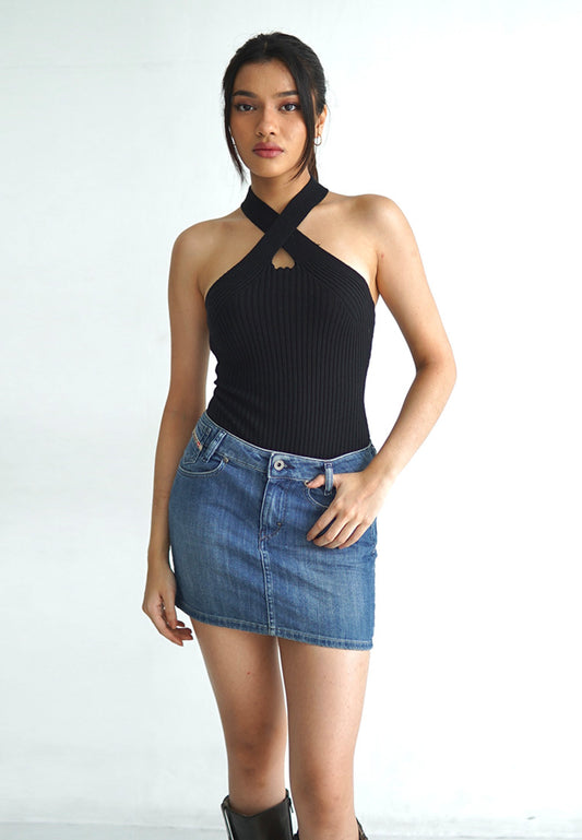 X Knit Bodysuit Top